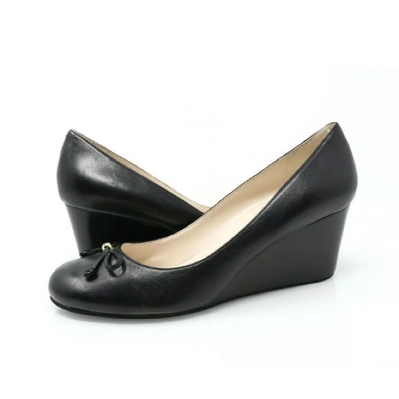 Cole Haan Shoes - Cole Haan Elsie Bow Leather Wedged Pump